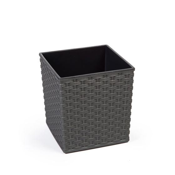 Juka Rattan virágtartó ültetőbetéttel graphite 25,6x25x25 cm