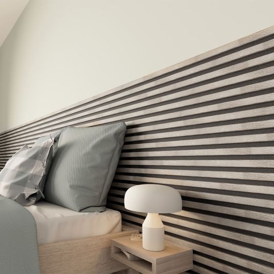 Decowall falburkoló panel 30x260 cm szürke tölgy-fekete akusztikus 1,56 m2


