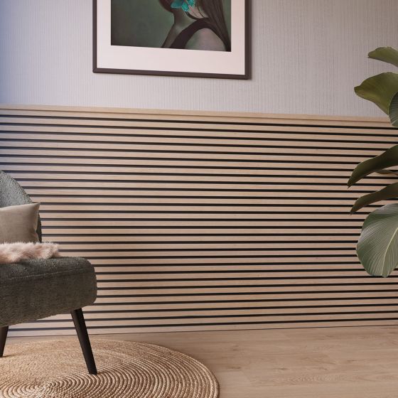 Decowall falburkoló panel 30x260 cm ivory tölgy-fekete akusztikus 1,56 m2
