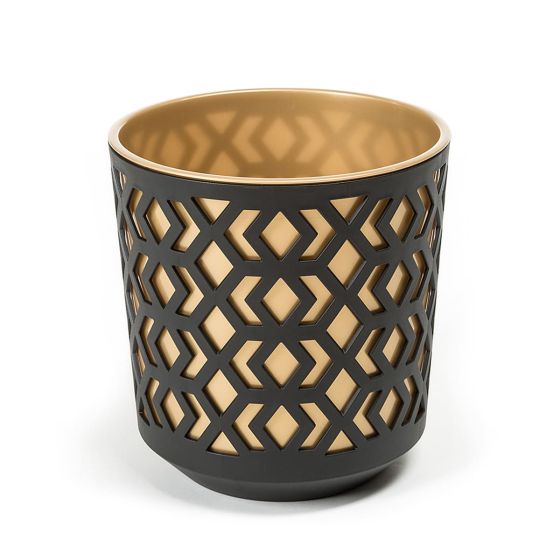 Aztek 300 műanyag kaspó 28,5x31,6 cm fekete arany