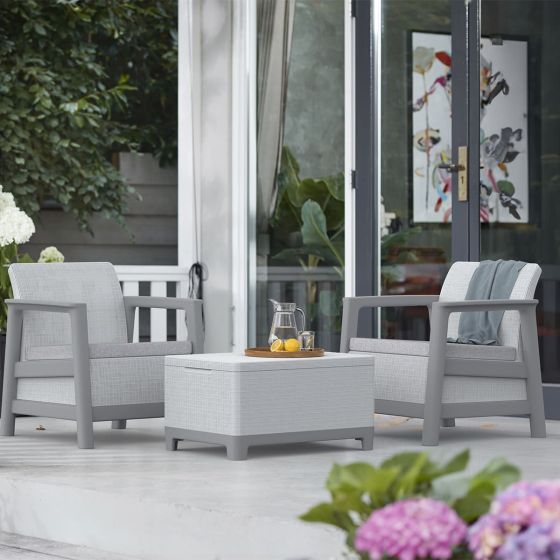 Scandi Linea 2 személyes balkon szett Jute tárolós asztallal