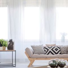 "Voile behúzó szalagos fehér fényáteresztő készfüggöny ""3+1"" 200x180 cm"