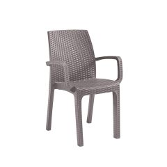 Verona polyrattan karfás kerti szék taupe