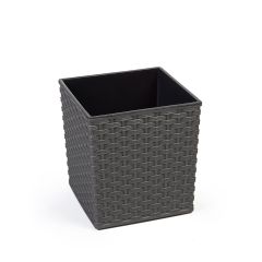 Juka Rattan virágtartó ültetőbetéttel graphite 25,6x25x25 cm