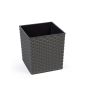 Juka Rattan virágtartó ültetőbetéttel graphite 25,6x25x25 cm